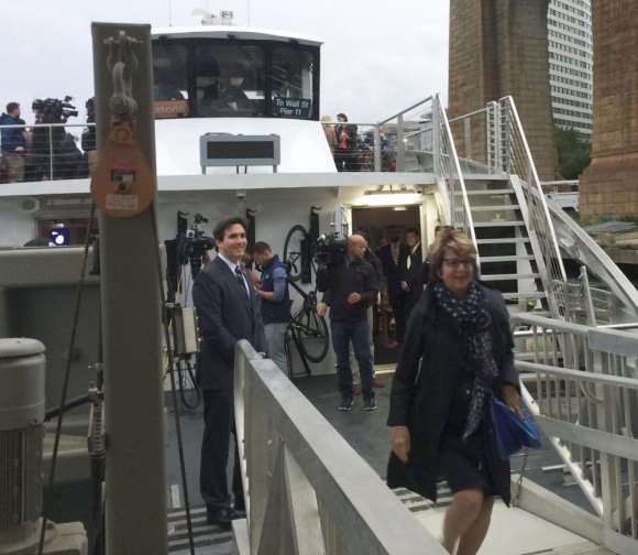 What are Roosevelt Island's Transit Options, Now and In the Future? August, 2017, RIOC president Susan Rosenthal is first NYC Ferry commuter on Roosevelt Island.