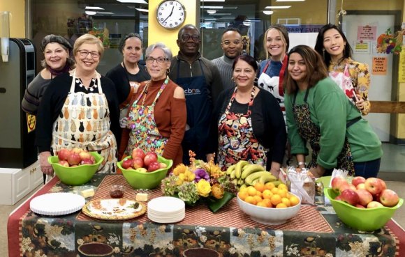 CBN/RI Senior Center, Volunteers Make Thanksgiving A Feast The Team readying the feast: (from left) Lisa Fernandez (CBN), Judy Berdy, Delores, Wendy Hersh, Amadou Keita, Enoch Atkins, Pat Rivera, Mallory Jensen, Debbie, Jiyoung Choi (CBN)