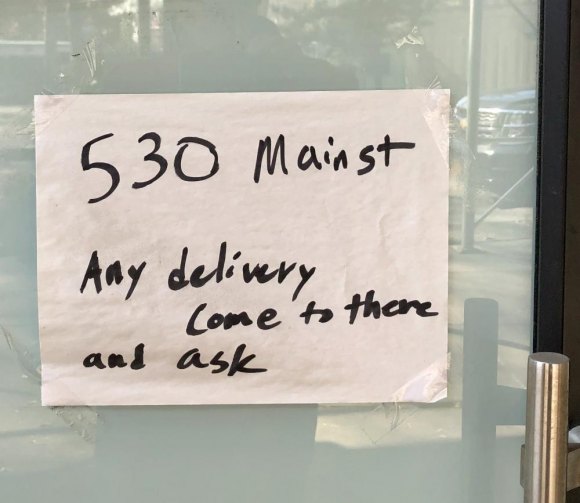 Hudson Related's Mess at 503 Main Street A sign posted on 503's doors sends deliveries to Wholesome Factory, another Nasser business.