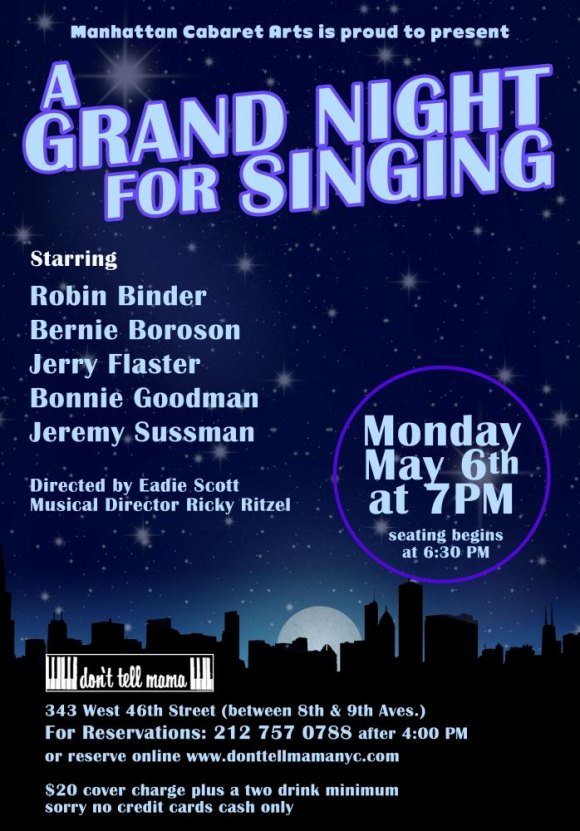 May 6th, Roosevelt Island's Bonnie Goodman in "A Grand Night for Singing" May 6th, Roosevelt Island's Bonnie Goodman in "A Grand Night for Singing"