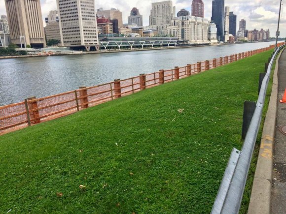 August 2018, Roosevelt, the Island of Construction The most extensive work involves fixing the Roosevelt Island seawall railings. It's a top to bottom project.