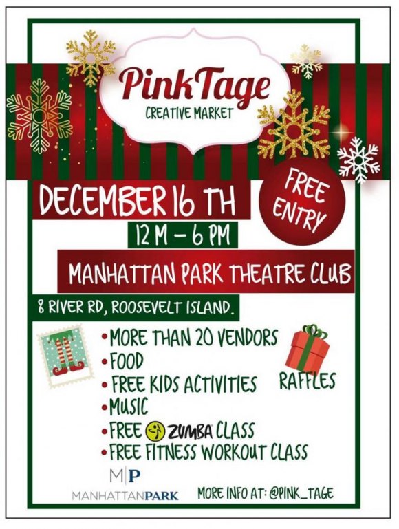 Who is Pink Tage? Why is RIOC Sponsoring them, it, her or him? RIOC's advising everyone to "Save the Date" for a commercial market without any clear Roosevelt Island connection.