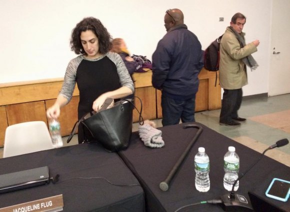 Clueless Cuomo Appointee Aggravates Community Tensions Valella, in coat and scarf at right, walks out before General Counsel Jacqueline Flug is able to finish packing up.
