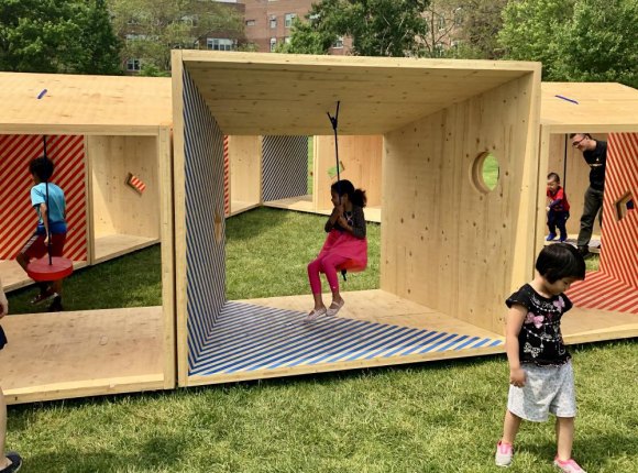 LAST CHANCE TODAY: Salvage Swings, FIGMENT 2019, Lighthouse Park Salvage Swings, City of Dreams Pavilion Winner, FIGMENT NYC 2019, in Lighthouse Park