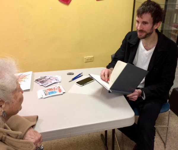 At the Carter Burden/Roosevelt Island Senior Center: New Art Classes Michael Sherman works on a sketch in an early visit to the Senior Center.