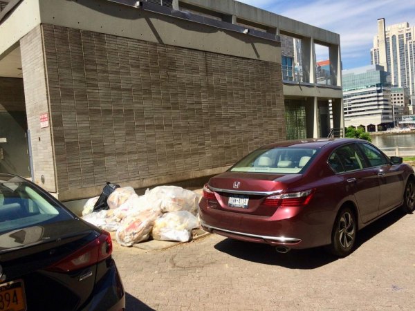 PS/IS 217 & Rats, Heroes and Villains - What the hell were they thinking? Last month, before the story broke, a common scene of food trash left out for rats and a car parked illegally, blocking DOS pick up.