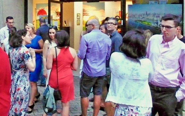 Seen at "Free Time," RIVAA Gallery Opening Overflowing into the evening.