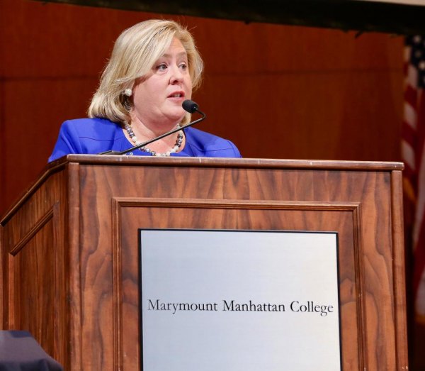 Westview At Risk: Fears and "Cautious Optimism" Rebecca Seawright speaking at Manhattan Marymount College